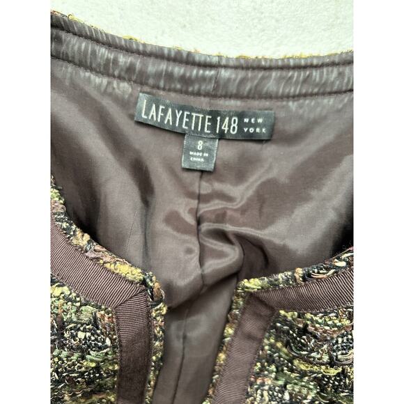 Lafayette 148 New York Tweed Wool Blend Zipper Blazer Jacket Women’s Size 8 - Picture 10 of 16